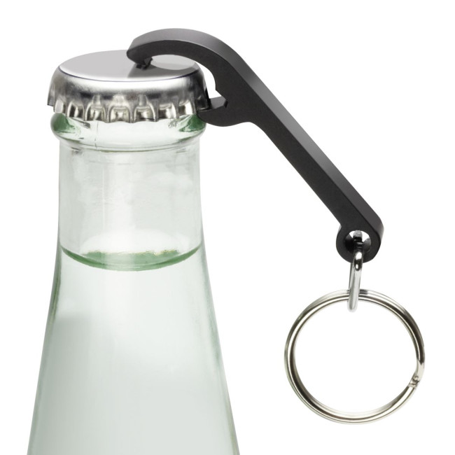 Promotional Black Aluminium Bottle Opener Keyring - Image 2