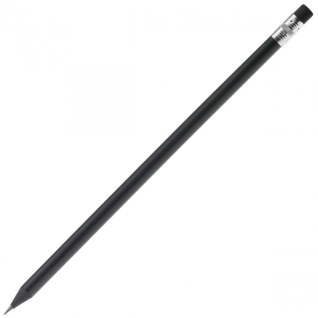 Promotional Pencil, black with eraser - Image 1