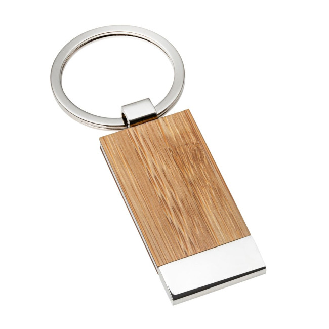 Promotional Bamboo Metal Keyring - Image 1