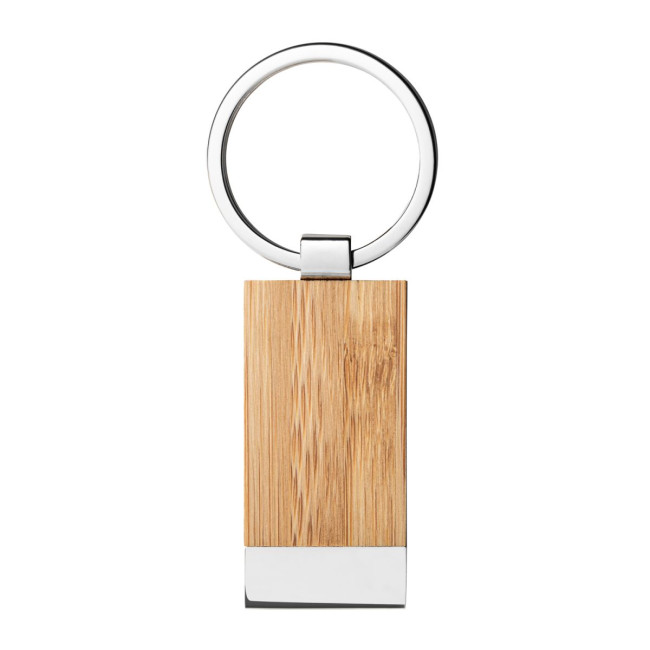 Promotional Bamboo Metal Keyring - Image 2