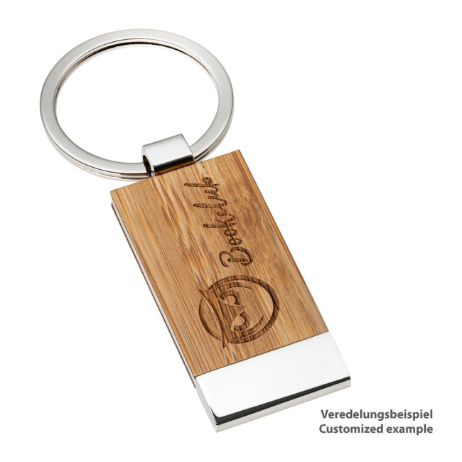 Promotional Bamboo Metal Keyring - Image 3