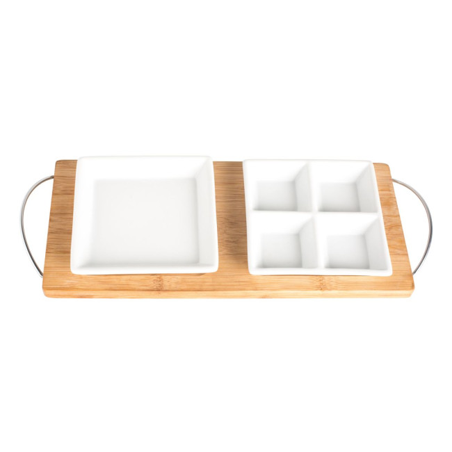 Promotional Bamboo tray with 2 plates - Image 2