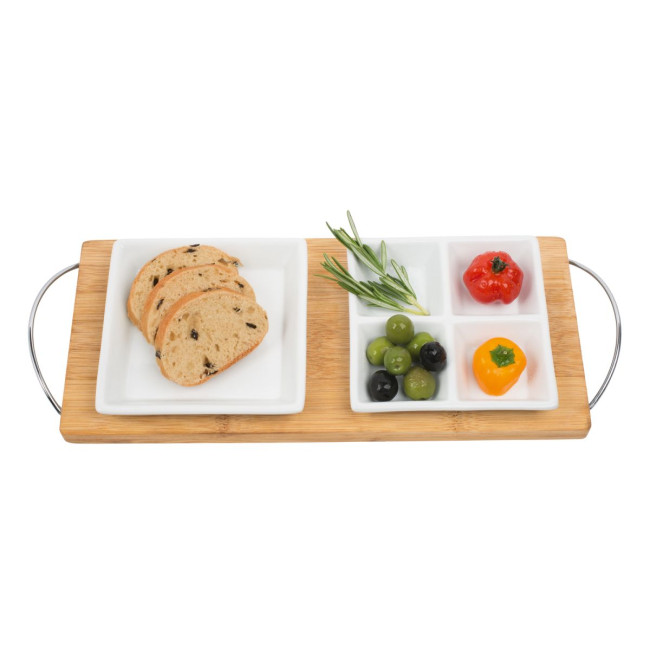 Promotional Bamboo tray with 2 plates - Image 5