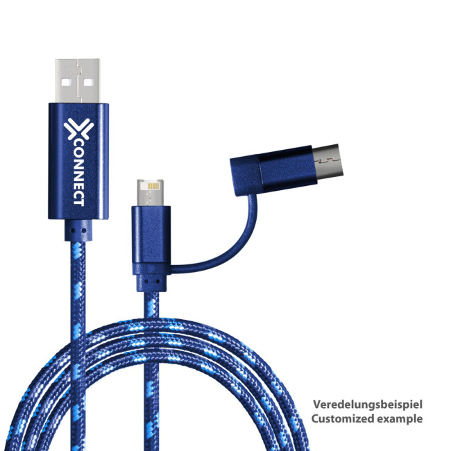 Promotional Blue 3-in-1 Charging Cable - Image 3