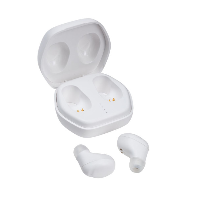 Promotional White Wireless Earphones & Charging Case - Image 2