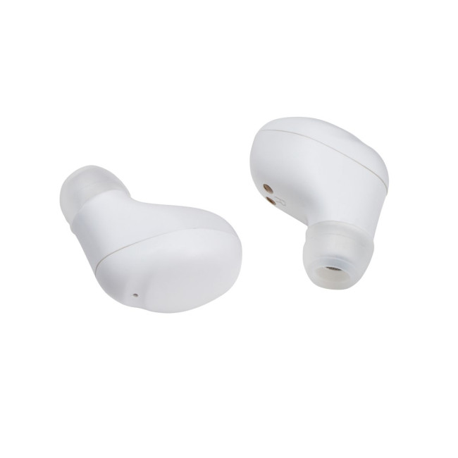 Promotional White Wireless Earphones & Charging Case - Image 3