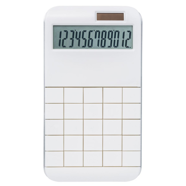 Promotional White Dual Power Solar Calculator - Image 2