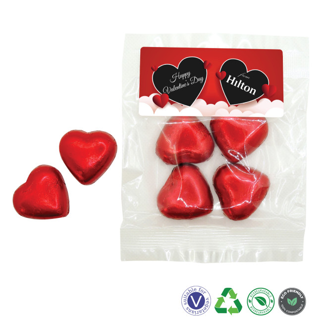 Promotional Bag of Chocolate Hearts - Image 1