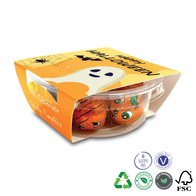 Promotional Small Halloween Chocolate Pumpkins Eco Tubs