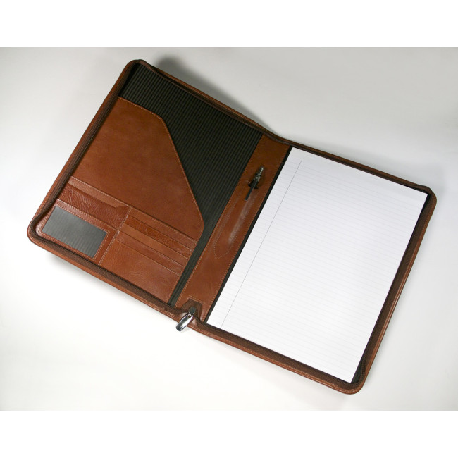 Promotional Eco Verde A4 Zipped Folder In Tan - Image 1