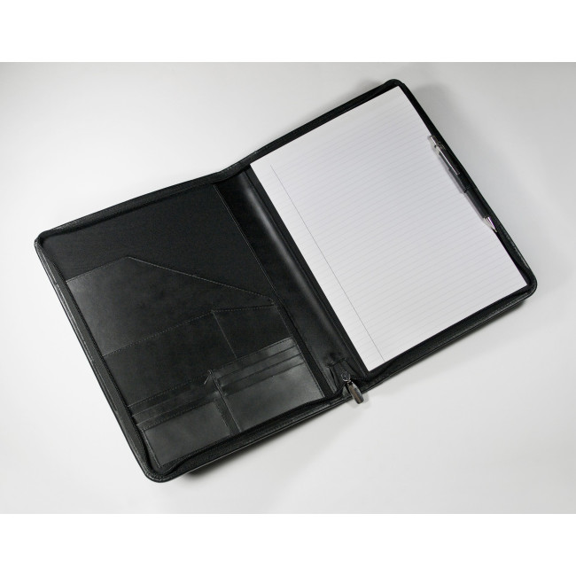 Promotional Malvern A4 Zipped Folder In Black - Image 1