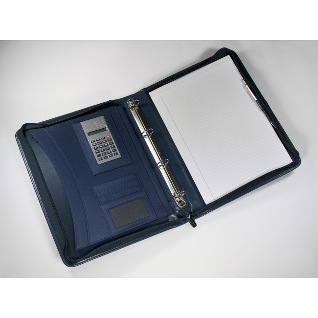 Promotional Warick A4 Zipped Ring Binder Folder in Navy - Image 1