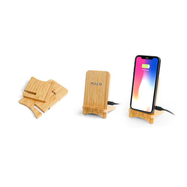 Promotional Bamboo Wireless Charging Stand 10W - Image 1