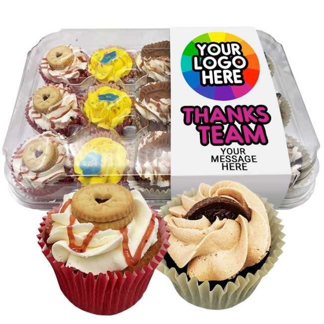 Promotional Funky Cupcakes With Logo Wrap 15 Pack