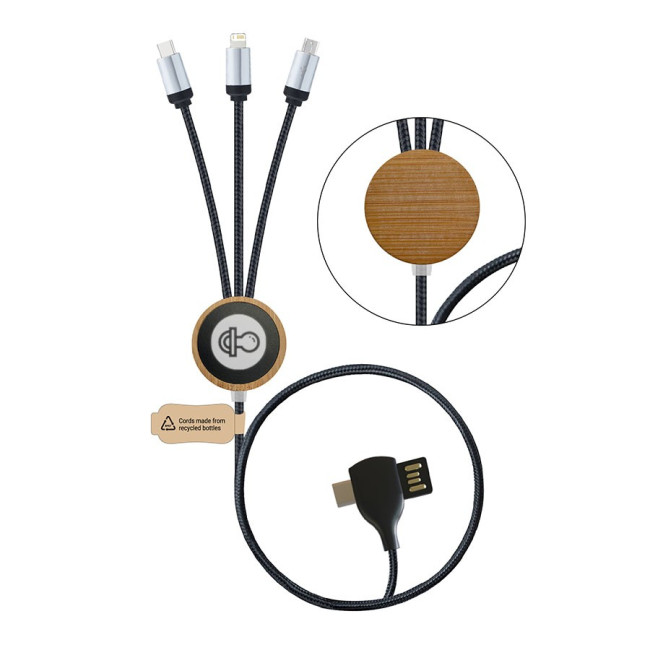 Promotional Bamboo 3 in 1 Charging Cable