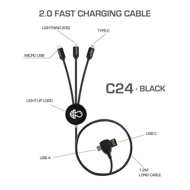 Promotional Long Multi-Charging Cable 1.2m