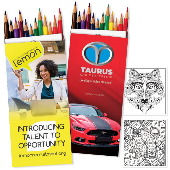 Promotional Full Length Colouring pencils & Colouring Sheet in Card Carton