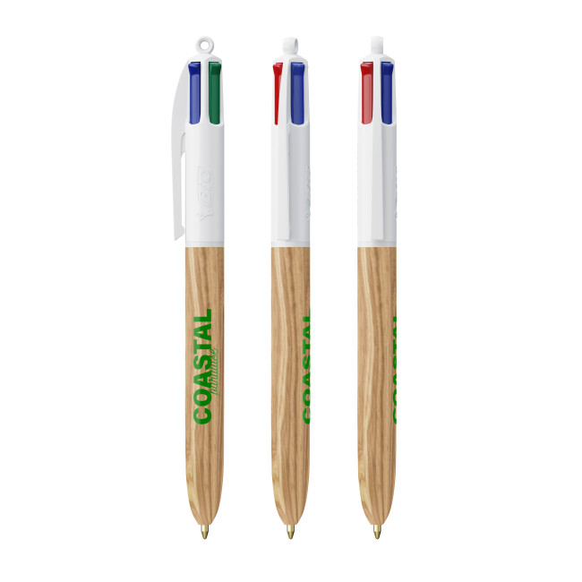 Promotional BIC 4 Colours Wood Style Screen Printing