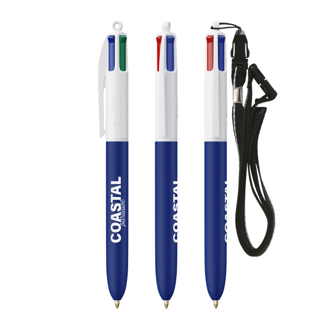 Promotional BIC 4 Colours Soft With Lanyard Screen Printing - Image 1