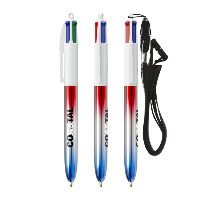 Promotional BIC 4 Colours Flags Collection Pen & Lanyard Screen Printing - Image 1