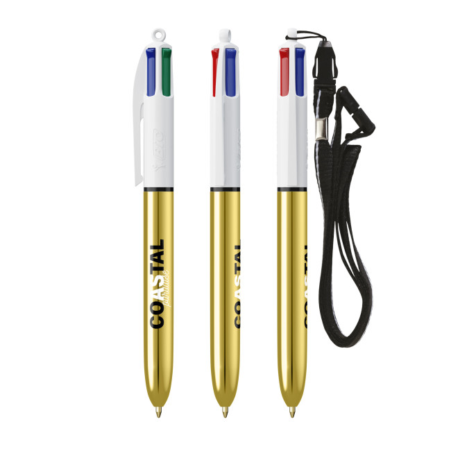 Promotional BIC 4 Colours Shine Ballpen + Lanyard Screen Printing - Image 3