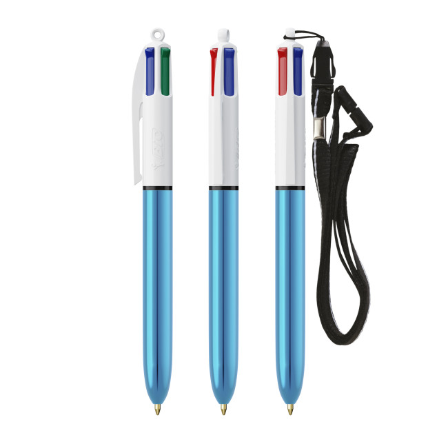 Promotional BIC 4 Colours Shine Ballpen + Lanyard Laser Engraving - Image 2