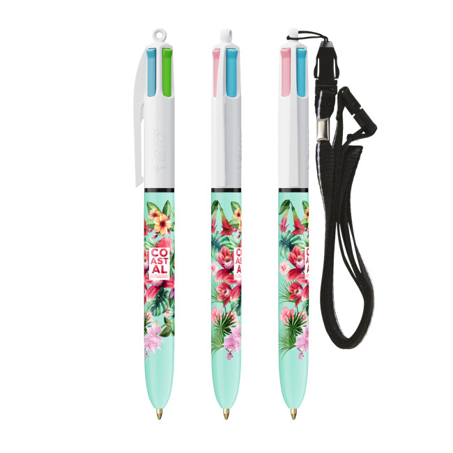 Promotional BIC 4 Colours Fashion Ballpen + Lanyard Screen Printing - Image 3