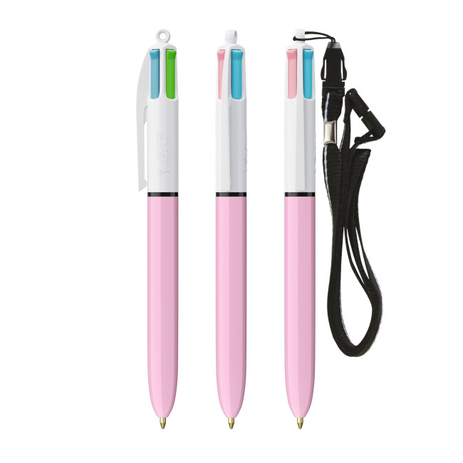 Promotional BIC 4 Colours Fashion Ballpen + Lanyard Screen Printing - Image 2