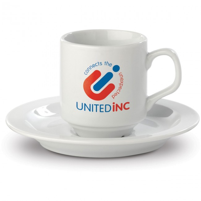 Promotional Madrid cup and saucer porcelain 130ml - Image 1