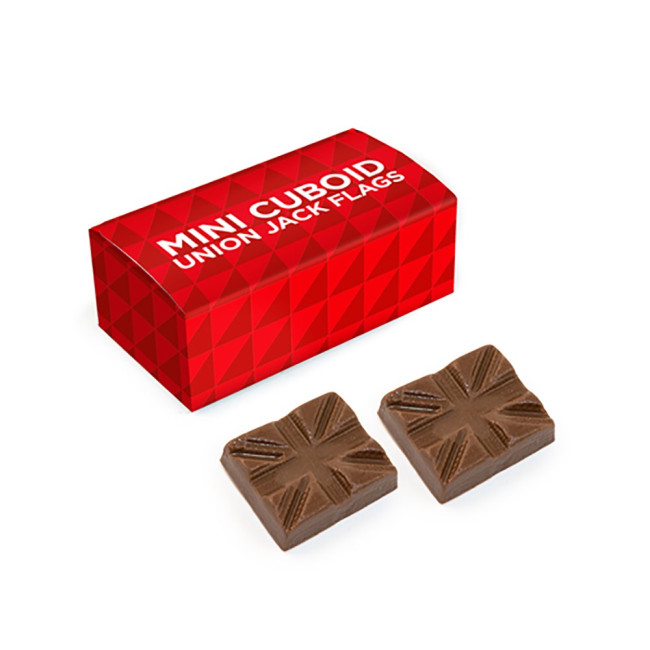 Promotional Milk Chocolate Union Jack Flags Mini Cuboid Box