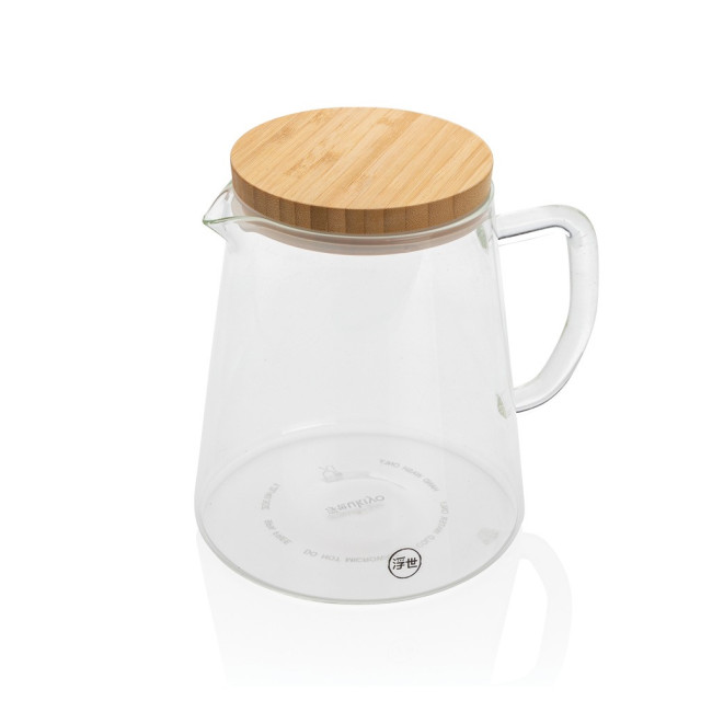 Promotional Ukiyo Borosilicate Glass Carafe & Bamboo Lid 1.2L