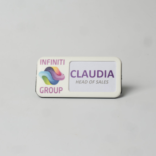 Promotional Always Recycled Reusable Name Badge – Rectangular Right Window