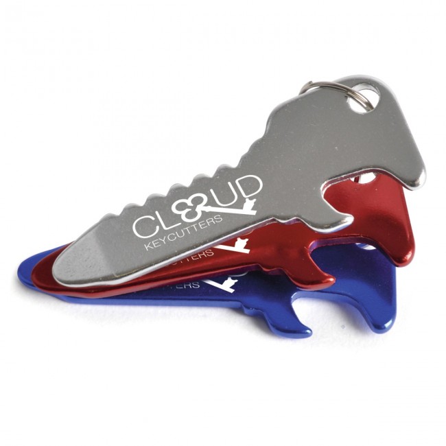 Promotional Key Shaped Bottle Opener Keyring - Image 1