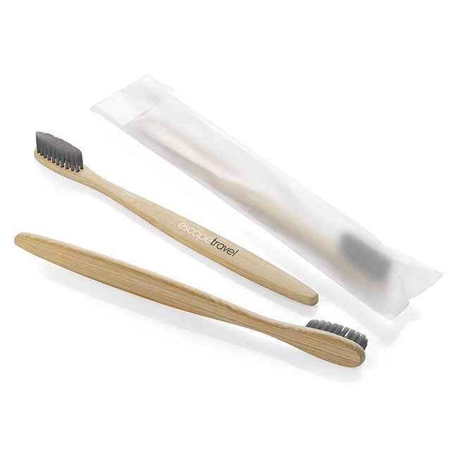 Promotional Bamboo Toothbrush with Charcoal Bristles 18cm