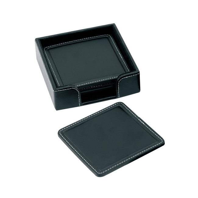 Promotional SandRingham Nappa Leather Square Coaster Set