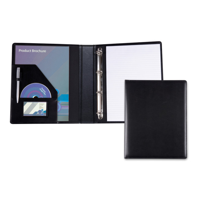 Promotional Black Belluno PU A4 Ring Binder