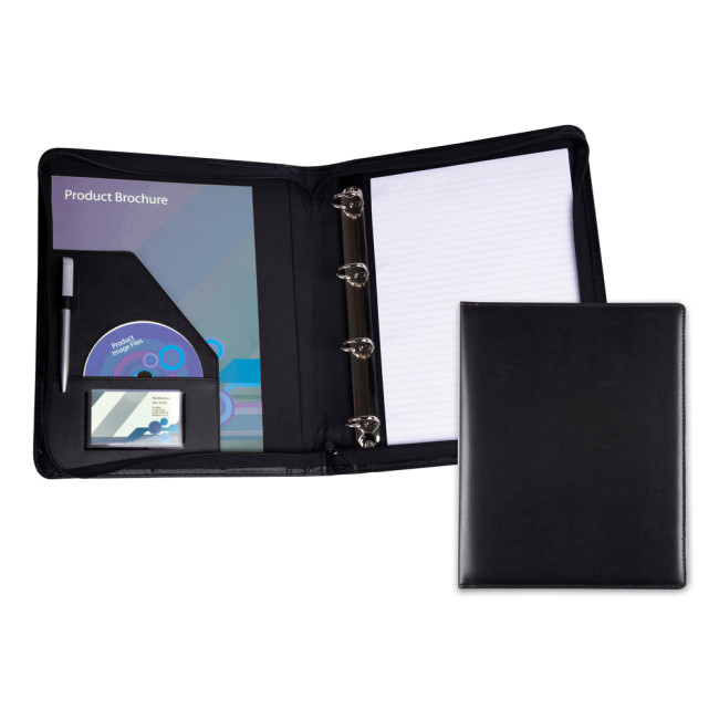 Promotional Black Belluno Zipped Ring Binder