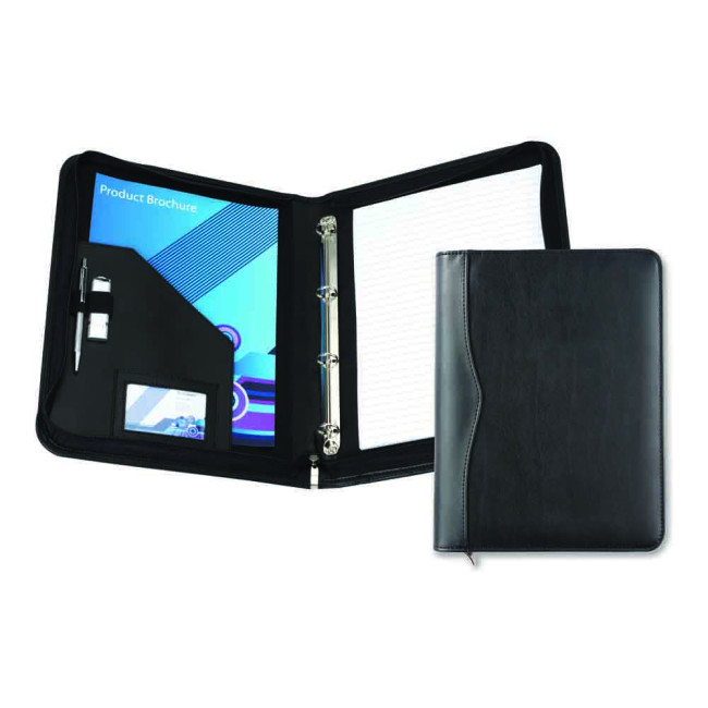 Promotional Black Houghton PU A4 Zipped Ring Binder