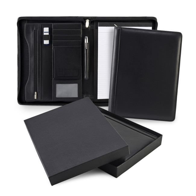 Promotional SandRingham Nappa Leather Deluxe Zipped A4 Conference Pad Holder