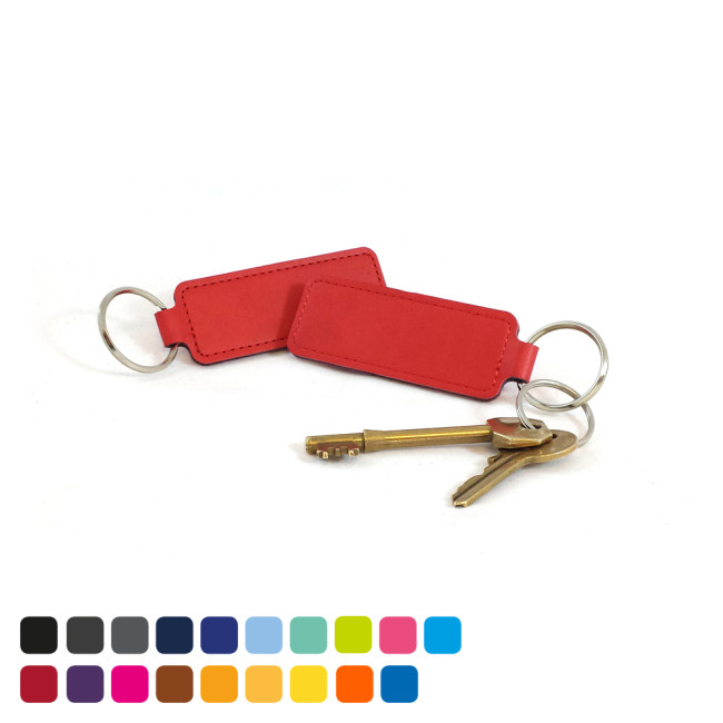 Promotional Economy Rectangular Key Fob In Soft Touch Vegan Torino PU - Image 2