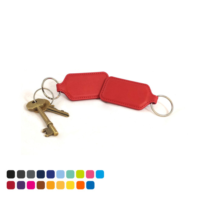 Promotional Rectangular Key Fob In Soft Touch Vegan Torino PU - Image 2