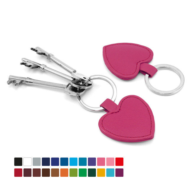 Promotional Heart Shaped key Fob In Belluno Vegan PU - Image 2