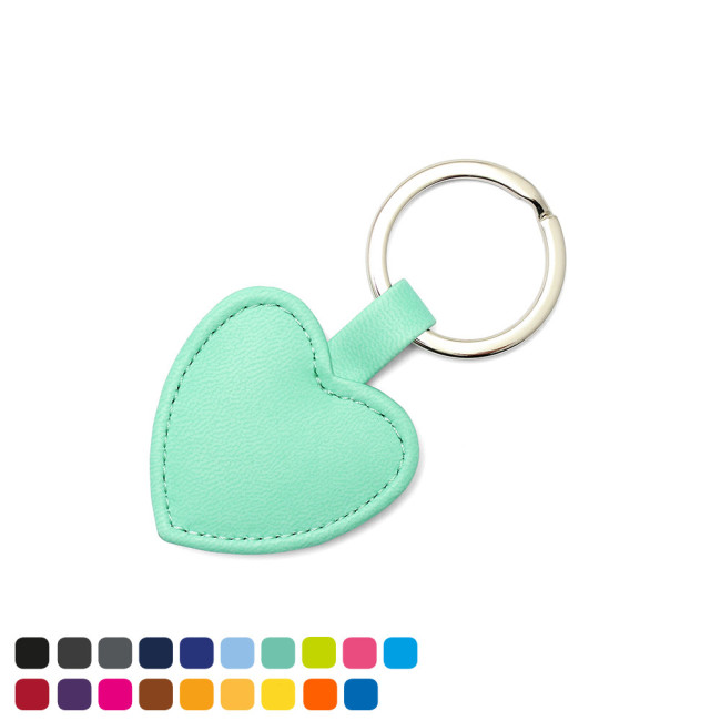 Promotional Heart Shaped Key Fob In Soft Touch Vegan Torino PU - Image 2