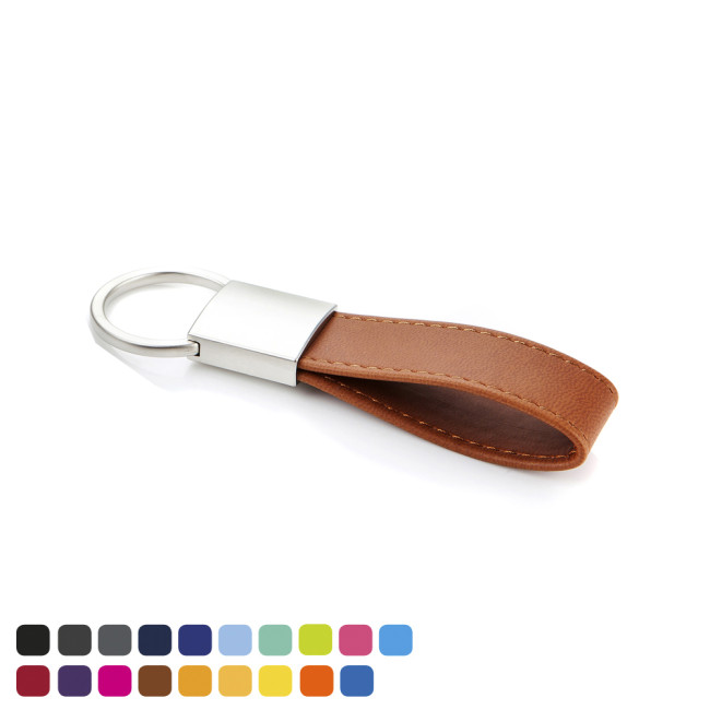 Promotional Deluxe Mini Loop Key Fob With a Twist Action Ring In Soft Touch Vegan Torino PU - Image 2