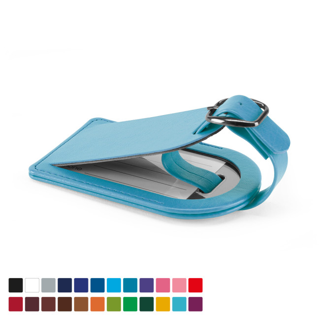 Promotional Small Luggage Tag With Security Flap In Belluno Vegan PU - Image 2