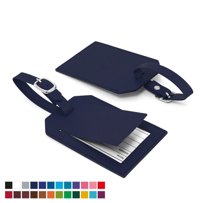 Promotional Rectangle Luggage Tag With Security Flap In Belluno Vegan PU - Image 2