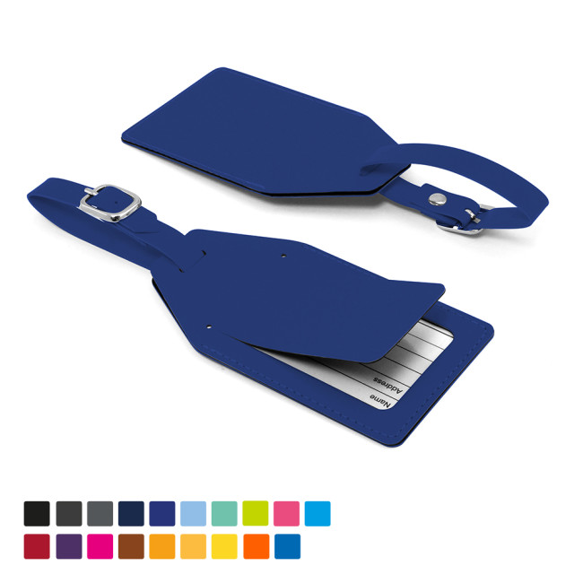 Promotional Angled Luggage Tag With security flap In Soft Touch Vegan Torino PU - Image 1