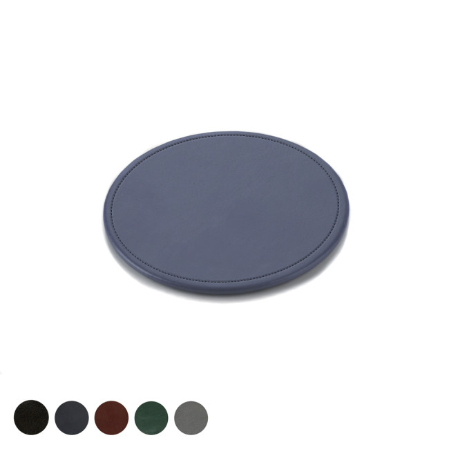 Promotional Hampton Leather Round Stitched Coaster - Image 1