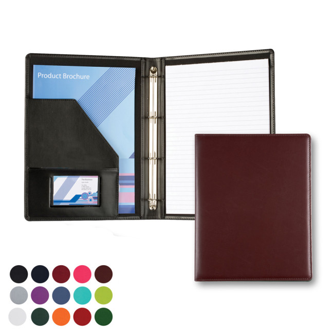 Promotional A4 Slim Ring Binder In Belluno Vegan PU