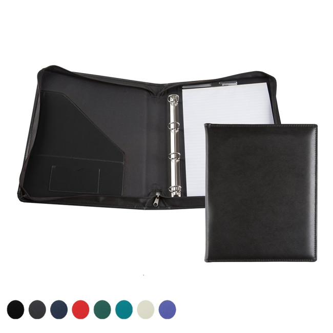 Promotional A4 Ring Zipped Binder With co ordInatIng Leather Interior Pockets Recycled Environmentally Friendly Eleather - Image 2